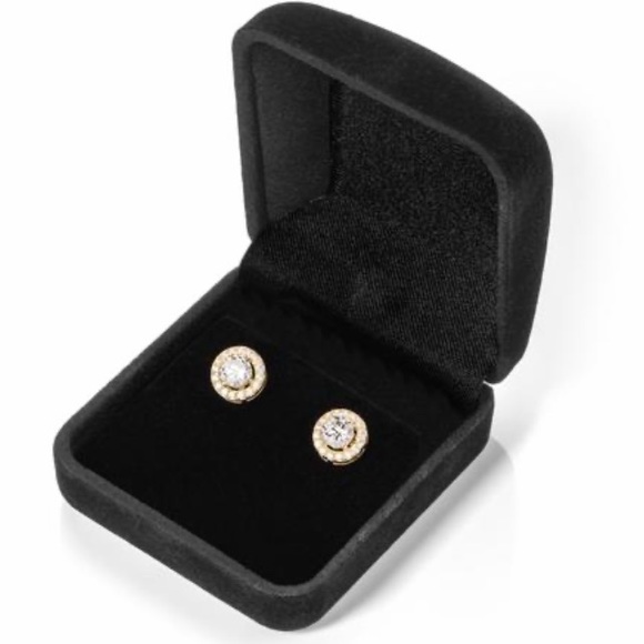 Diamond CZ Studs | 18K Yellow Gold - Picture 2 of 12
